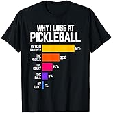 Funny Pickleball Humor T-Shirt: Why I Lose - Black, Classic Fit, Crew Neck, Short Sleeve