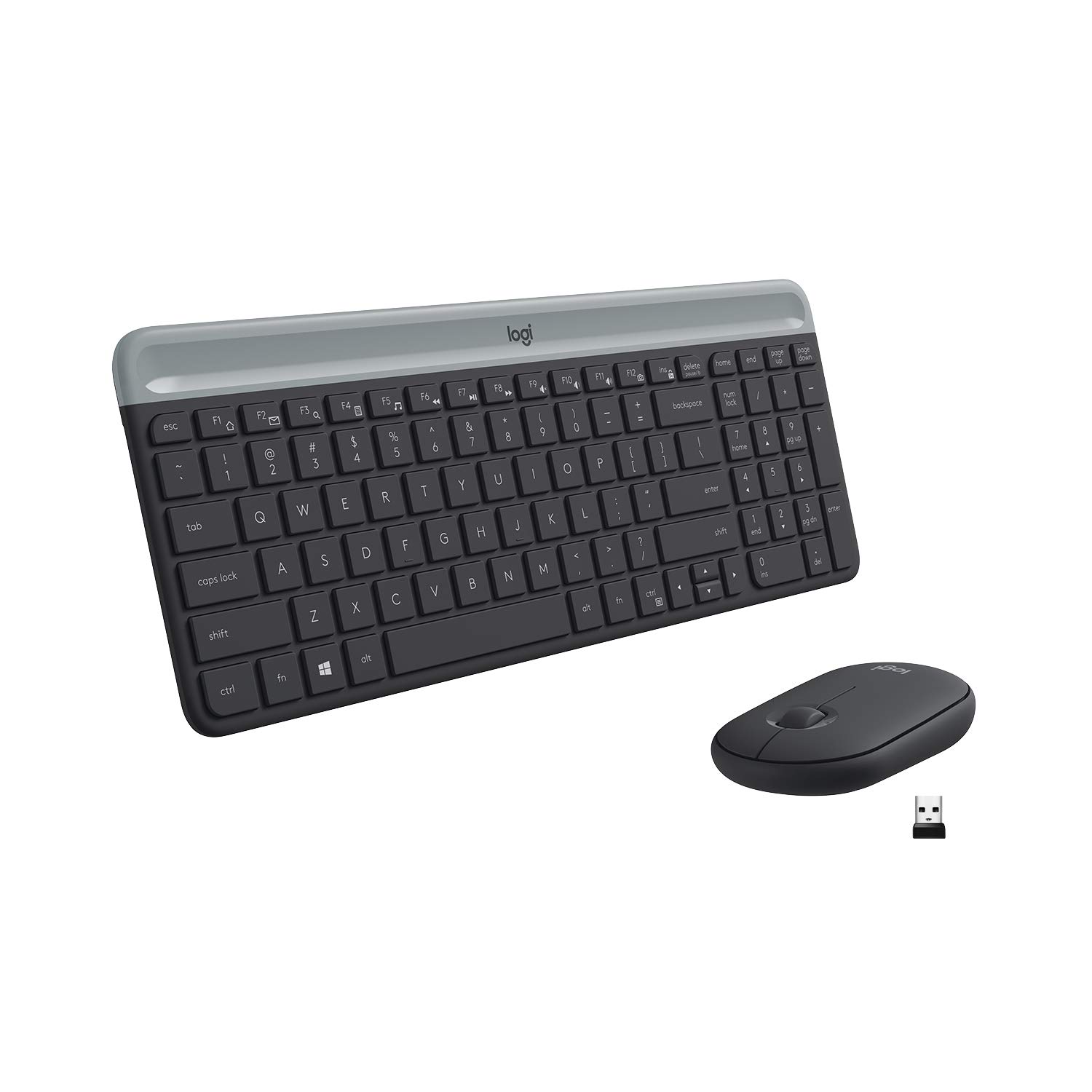Logitech 920-009196 MK470 Slim Wireless Keyboard and Mouse Combo - Low Profile Compact Layout, Ultra Quiet operation, 2.4 GHz USB Receiver with Plug and Play Connectivity, Long Battery Life Graphite