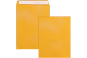 10x13 Catalog Envelopes Self Seal 100 Pack, Goefun 100GSM Paper Yellow Brown Manilla Envelopes with Peel and Seal Flap for Ma