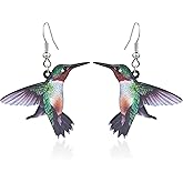 CWVHQ Acrylic Drop Dangle Hummingbird Bird Earrings Bohemian Animal Bird Earrings for Women Jewelry