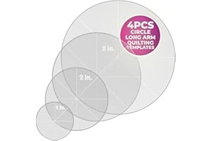 LaserThing Quilting Acrylic Template Set | Precision Tools for Quilting Enthusiasts | Circle Long Arm Design | Includes Sizes 4", 3", 2", 1" | 1/8 Clear Acrylic | 1/4" Seam Allowance for Accuracy