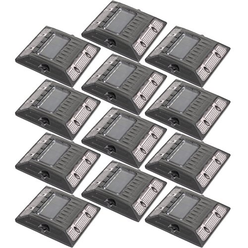 White Commercial Grade Aluminum Alloy Solar Road Stud Path Deck Dock LED Light (12 Pack)