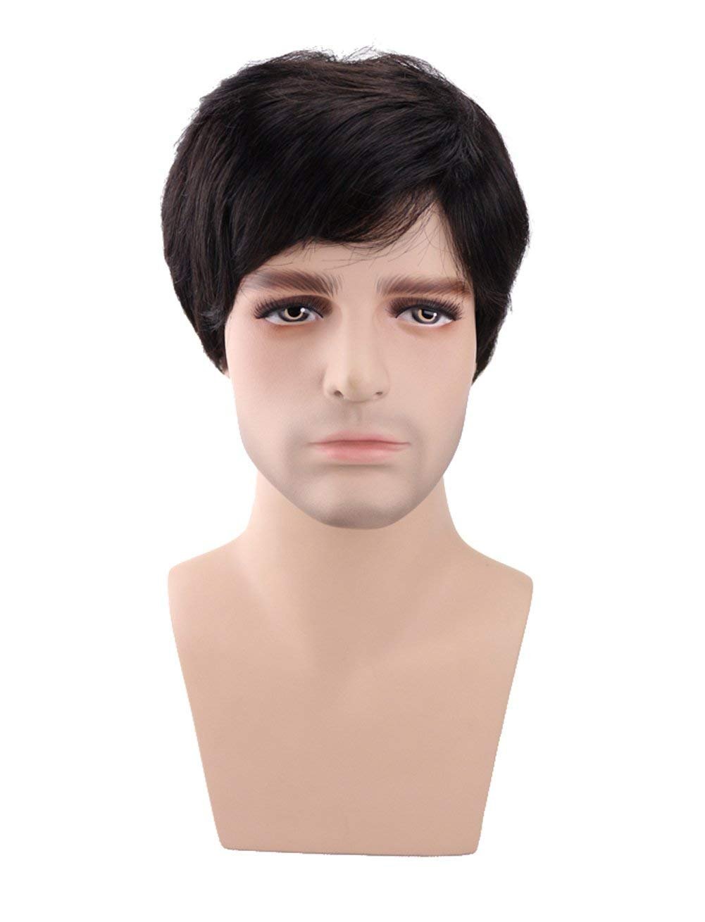 Foreign Holics Men S Short Synthetic Hair Wig Natural Black
