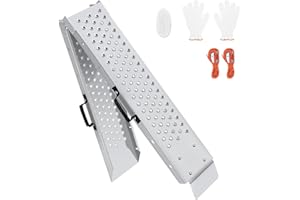 Arejonner 77.7 inches Long and 8.6 inches Wide Heavy Duty Folding Loading Ramp, Motorcycle; Lawn Mower; Snow Plough; Bikes; ATV; UTV; Golf Carts,Circular Hole, Pack of 1