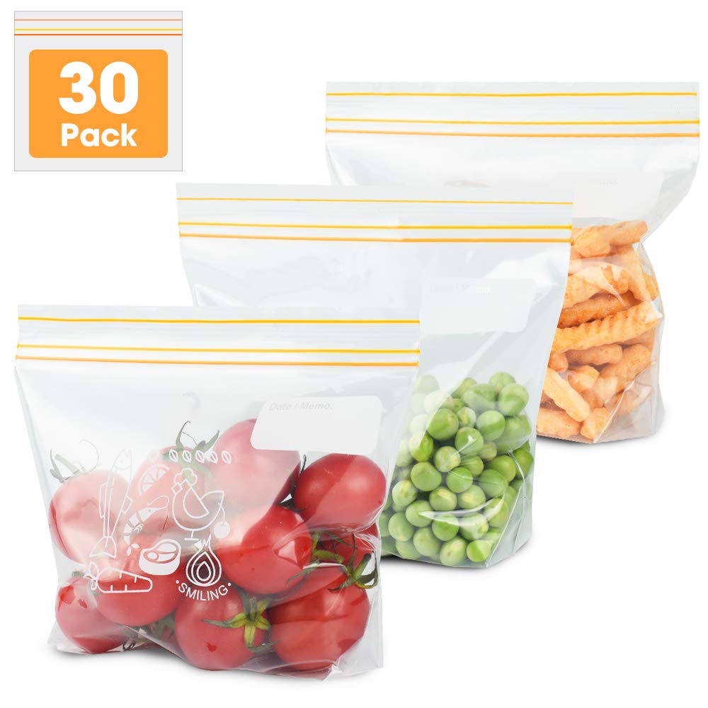 Esimlife Sealed Bags Food Storage Freezer Bags Ziplock Bags Pour and Store Bag Reusable Sandwich Bag 30packs (Small)