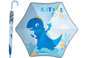 BAODINI Kids UV and Rain Umbrella Sun Protection With Round Edges for Boys Girls Toddlers Easy Grp Curved Handle Stick Umbrella with Reflective Strip