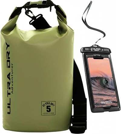 Ultra Dry Adventurer Premium 5 L Waterproof Dry Bag with Phone Case Green