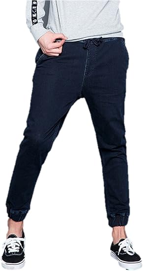 Amazon メンズ パンツ カジュアル デニム ジーパン ジョガーパンツ ロング丈 イージーパンツ ゴム K L ジーンズ 通販