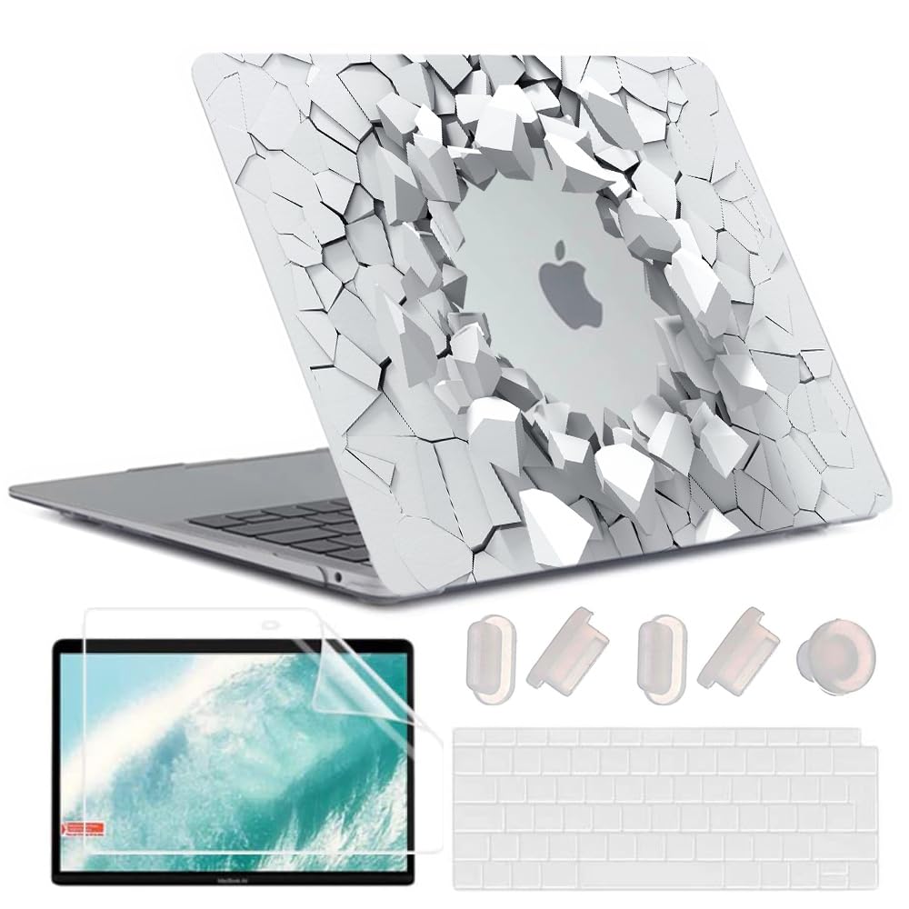 MUSHUI 4 in 1 Case for MacBook Air 13 inch 2020 2019 2018 Release M1 A2337 A2179 A1932 Retina Display Touch ID, Plastic Laptop Hard Shell Case & Keyboard Cover & Screen Protector, X32-18