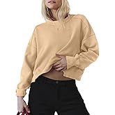 INFITTY Womens Fleece Crewneck Sweatshirts Long Sleeve Oversized Cropped Pullover Tops Fall Winter Fashion 2026