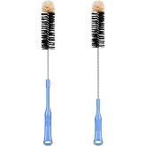 MOSOLAN Long Handle Bottle Brush, 17 Inch Bottle Brush Cleaner, 2 Pack | Extra Long Flexible Bendable Cleaner for Washing Narrow Neck Bottles, Wine Decanter, Kombucha, Pipes, Beer Brewing Supplies