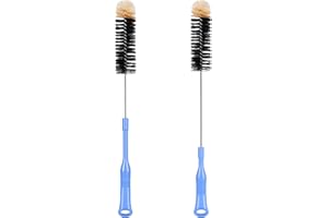 MOSOLAN Bottle Cleaning Brush, 17 Inches Extra Long Handle Water Bottle Brush, Flexible Bendable Cleaner for Washing Narrow Neck Bottles, Wine Decanter, Kombucha, Pipes, Beer Brewing Supplies, 2 Pack