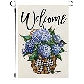 CROWNED BEAUTY Hydrangea Garden Flag Spring Double Sided 12x18 Inches for Outside Small Floral Yard Decoration CF813-12