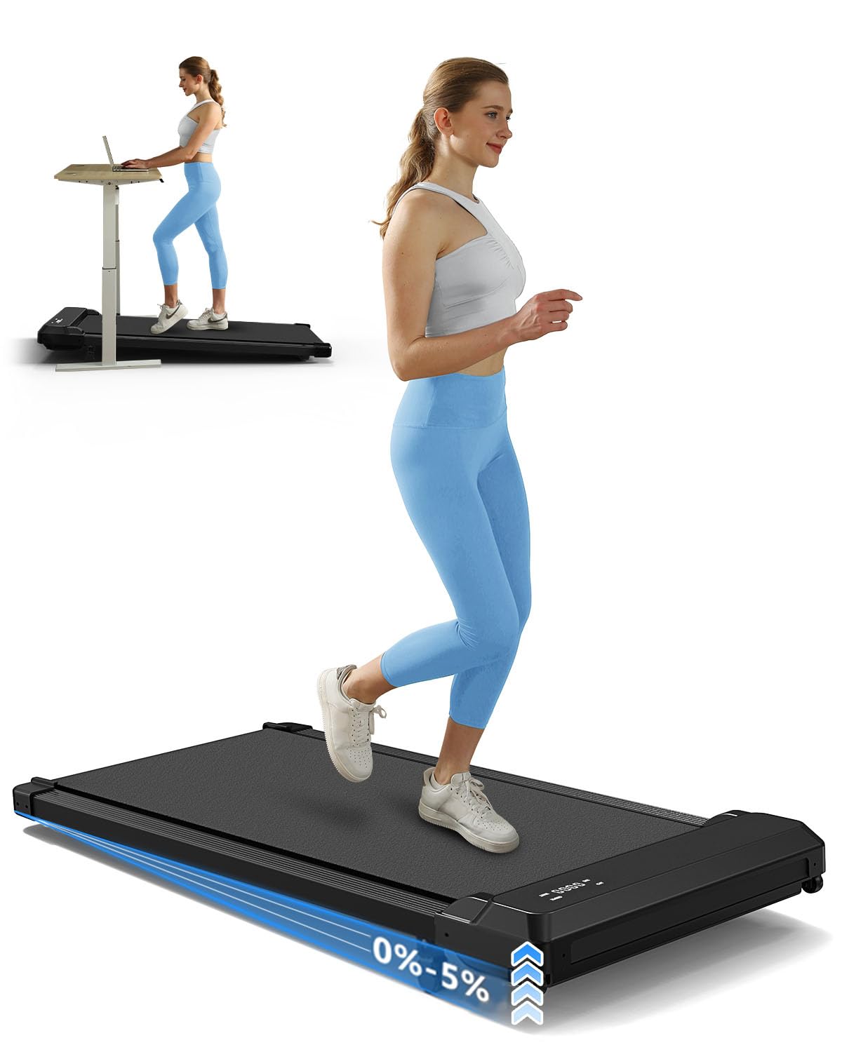 Photo 1 of (untested) Walking Pad Treadmill with Incline,Under Desk Treadmill with Incline 2 in 1 for Walking and Jogging,2.5HP Compact Incline Walking Pad for Home Office with Remote Control