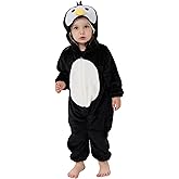 LONULAIN Unisex Baby Animal Costume Pajamas, Infant Flannel Hooded Halloween Romper Cosplay Costume/Homewear/Sleepwear
