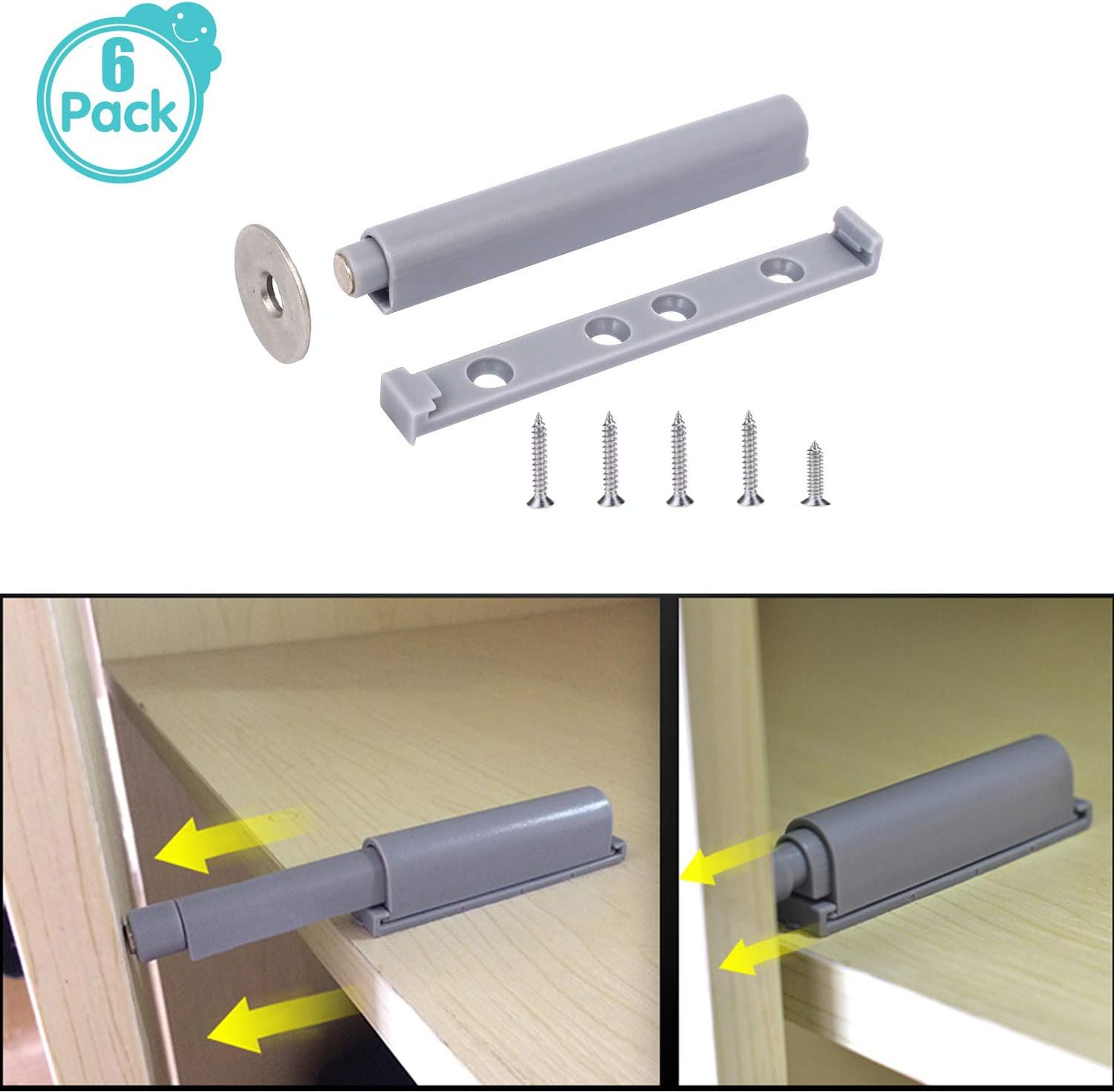 Apriporta A Pressione Per Mobili - Set 8 Pezzi Con Chiusura Magnetica, Per Ante E Cassetti Senza Maniglie - Foto 9