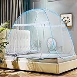 Omont Pop Up Bed Net Tent with Bottom, Folding Design Bed Canopy for Bedroom and Outdoor Trip,Easy to Install and Wash for Tw