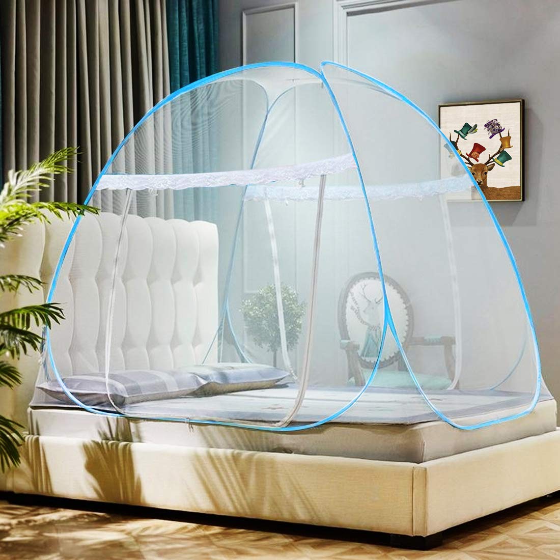 Omont Pop Up Mosquito Net Tent with Bottom, Folding Design for Bedroom and Outdoor Trip, Finest Holes Anti Mosquito Bites, Easy to Install and Wash for Twin to King Size Bed (79 x71x59 inch): Baby