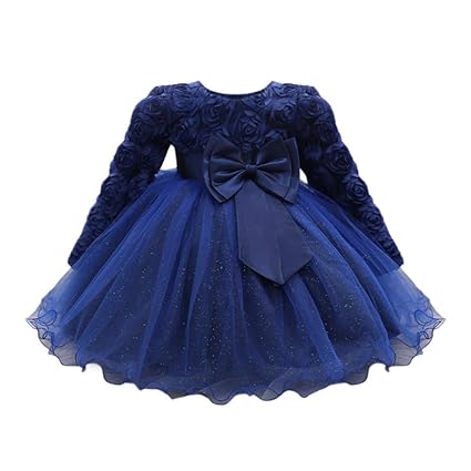Fuibo Mädchen Partykleid, Festlich Kleid Blume Baby Mädchen Prinzessin Brautjungfer Pageant Kleid Geburtstag Party Brautkleid