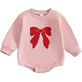 FYBITBO Newborn Baby Girl Bubble Romper Clothes Bow Embroidery Sweatshirt Romper Long Sleeve Bodysuit Fall One Piece Outfit