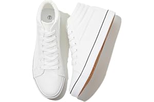 ROMINZ Men's White Canvas Shoes High Top Canvas Sneakers Classic Lace-Up Walking Shoes Light-Weight Soft Casual Shoes Tennis Shoes