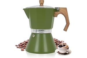 LAOION Stovetop Coffee Maker and Espresso Maker, Classic Moka Pot, Fashion Espresso Coffee Maker Mocha Pot, Greca de cafe, Cuban and Italian coffee maker for Cafetera Cubana (6 cup green)