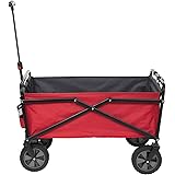 Seina Collapsible Steel Frame Utility Wagon Outdoor Garden Cart, Red (Open Box)