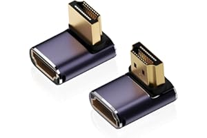 AreMe 8K HDMI 2.1 Right Angle Adapter (2 Pack), Up&Down 90 Degree and 270 Degree HDMI Male to HDMI Female Extender Connector Aluminum Alloy