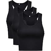 3 Pieces Crop Tops for Women, Workout Tops Basic Cropped Tank Tops Sleeveless Racerback Sports Gym Crop Tank for Teen Girls