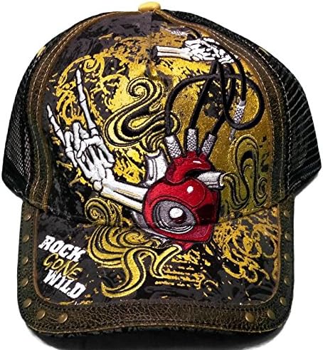 NEW! Rock Gone Wild Adjustable Mesh Back Hat Trucker Snapback Leather Trim Cap