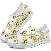 Boho White Comfortable Walking Shoes Women Flat Lightweight Barefoot Round Toe No Laces Women Breathable Flat Loafer Shoes Fitness Sneakers Slip-Ins Rubber Footwear 2025