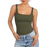 ATHMILE Double Lined Tank Tops for Women Summer Square Neck Sleeveless Basic Spring Going Out Top