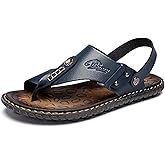 LUODENGLANG Mens Sandals Indoor and Outdoor Beach Flip Flop Casual Thong Leather Slip On Two uses Athletic Slipper Soft