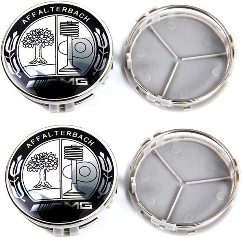 YIKA 4pcs for Mercedes 75mm Hub Cap Cover Car Logo Emblem Wheel Center for AMG A B C CLA CLS G M R S Center Cap Badge（Apple Tree AMG）
