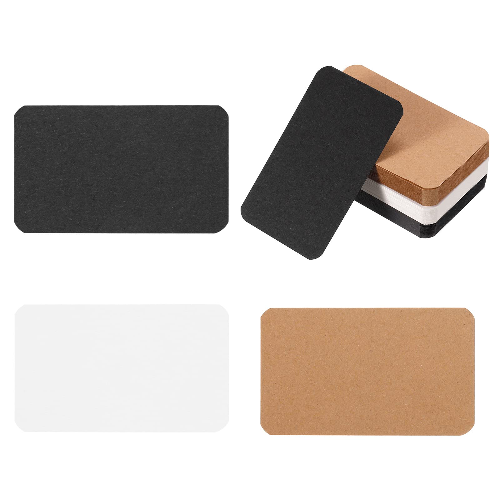 PATIKIL 3.5" x 2" Blank Paper Business Cards, 300 Pack Small Index Flash Cards Words Message Note Card Mini Paper Tags for DIY Gift Craft Scrapbooking, White Black Brown