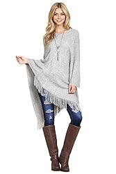Classic Soft Knit Poncho Shawl Wrap - Basic Warm