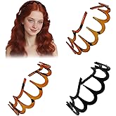 3Pcs U Shape Fashion Tooth Hair Comb Headband,Reversible High Cranium Head Bands for Women's Hair, Zig Zag Headbands with Wavy Teeth for Women Gifts for Teen Girls.(Mixed