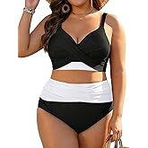 Women's Plus Size High Waisted Bikini - Two Piece Swimsuit Tummy Control Bathing Suit 2025 Twist Swimwear