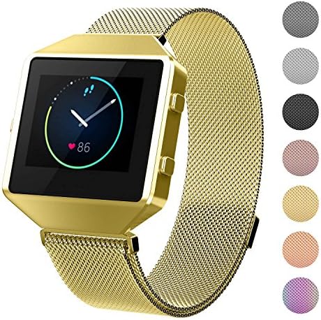 CRODI Compatible Fitbit Blaze Bands with New Metal Frame, Womens Mens Stainless Steel Magnetic Milanese Classic Replacement Fit bit Blaze Wristbands (Small, Large)