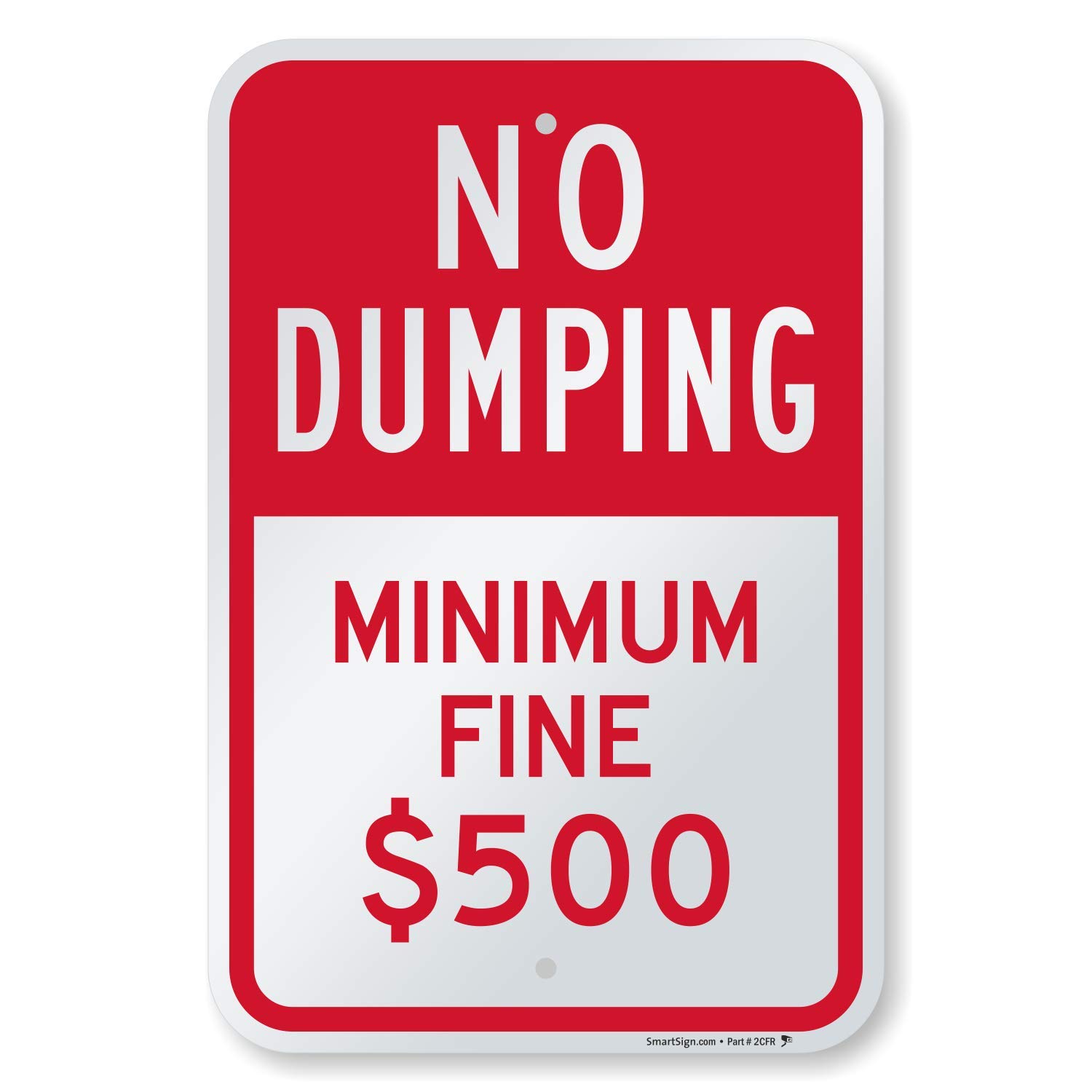 Photo 1 of "No Dumping - Minimum Fine $500" Sign By SmartSign | 12" x 18" Aluminum