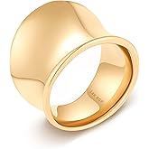 NVWAROCK Wide Statement Band Rings for Women and Men,High 14K Gold Plated Polish Large Thumb Index Full Finger Rinds Size 6-11(Gold and Silver)