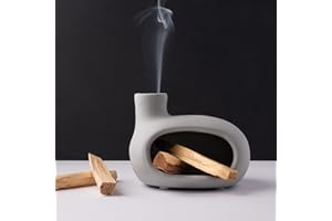MOUGIGI Terracotta Palo Santo Holder - Modern Incense Burner, Cone Burner, Tabletop Fireplace - Purify and Energize Your Home with Fragrant Palo Santo Wood, Sage - Perfect for Meditation and Yoga
