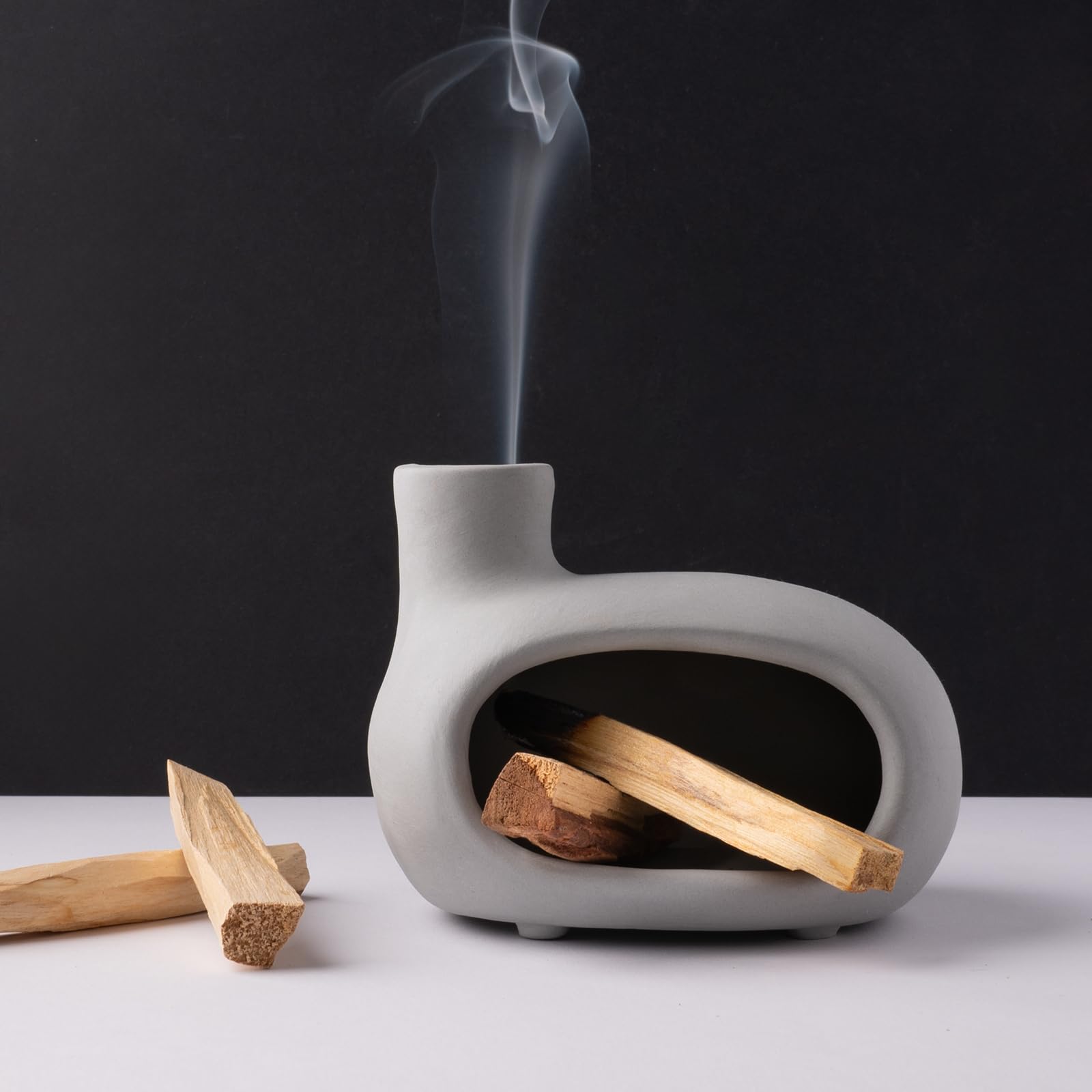 Photo 1 of MOUGIGI Terracotta Palo Santo Holder - Modern Incense Burner, Cone Burner, Tabletop Fireplace - Purify and Energize Your Home with Fragrant Palo Santo Wood, Sage - Perfect for Meditation and Yoga