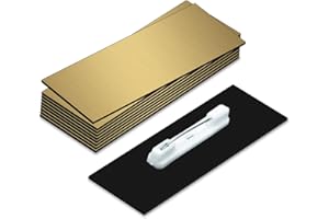 ALL QUALITY 1" X 3" Name Tag/Badge Blanks with Pin - 10 Pack (Brushed Gold)