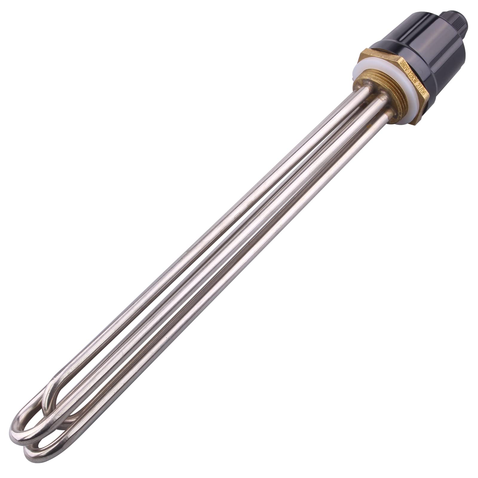 Electrical Heating Element 3U 1.25 Inch(DN32) BSP Thread Brass Flange with Silicone Ring and Plastic Cover 380V 12000W