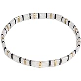 Sonateomber Tila Flat Beaded Stretch Bracelets for Women, Trendy Unique Colorful Square Beads Handmade Stack Bracelet Friendship Accessories Fashion Jewelry Gift