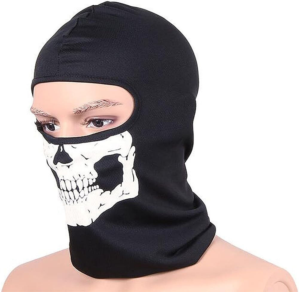 Aikuer Black Balaclava Ghosts Skull Full Face Mask, Windproof Ski Mask Motorcycle Face Masks Tactical Balaclava Hood for Men Women Youth Halloween Cosplay Outdoor Sport Cycling Hiking Skiing : Clothing