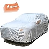 SEAZEN 6 Layers SUV Car Cover Waterproof All Weather, Outdoor Car Covers for Automobiles with Zipper Door, Hail UV Snow Wind