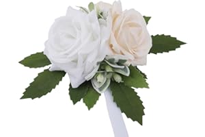 PAWLARISPETS Pet Collar Flower Dog Wedding Flower Bow Tie Removable Floral Accessory for Dog Collar Elegant Rose Charm for Wedding Ceremony Puppies Grooming Pet Photo Prop (White)