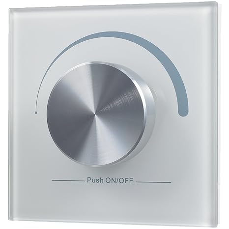 iluminize Wand-Dimmer Funk: mit Drehknopf, für weiße LEDs, 1 Zone, 3V batteriebetrieben, Schalterdosen-Installation, KEIN Uni